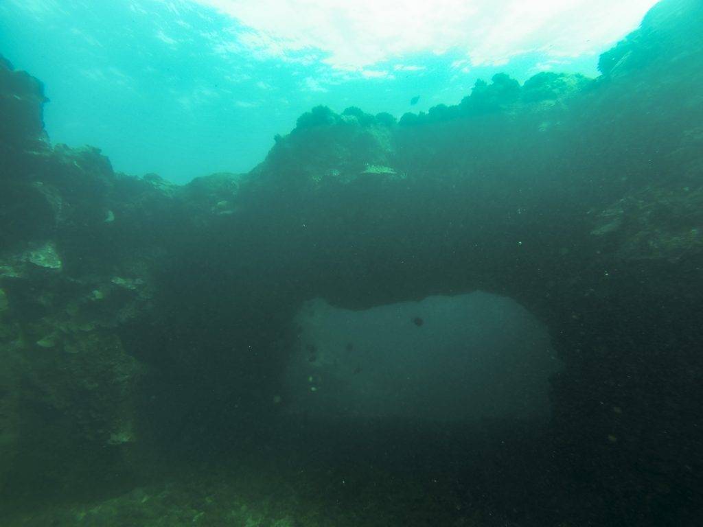 image of an underwater arch at Camp 1 scuba diving site on Kauai